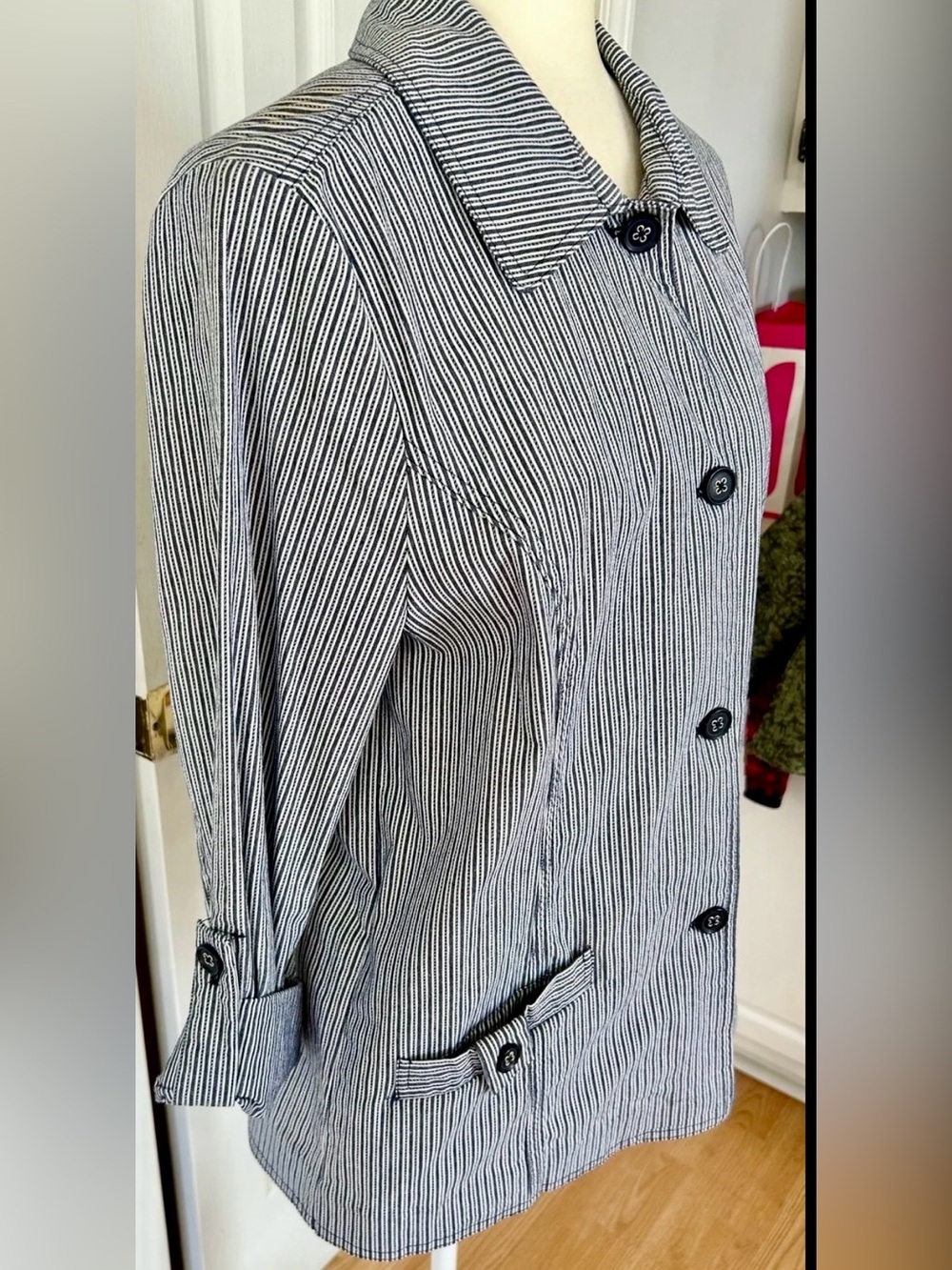 Jacket basic editions blazer woman size medium new condition stripes - Picture 3 of 5
